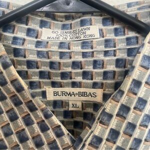 Vintage Burma Bibas XL 60 Singles Lawn Shirt Cotton Hong Kong Camp Geometric NEW